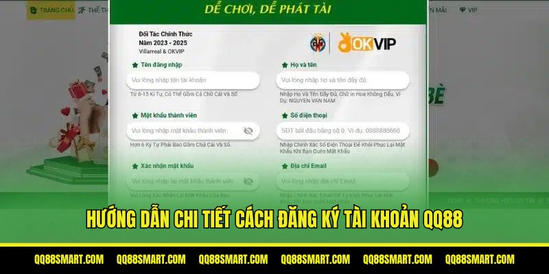 Hướng dẫn chi tiết các bước đăng ký tài khoản QQ88