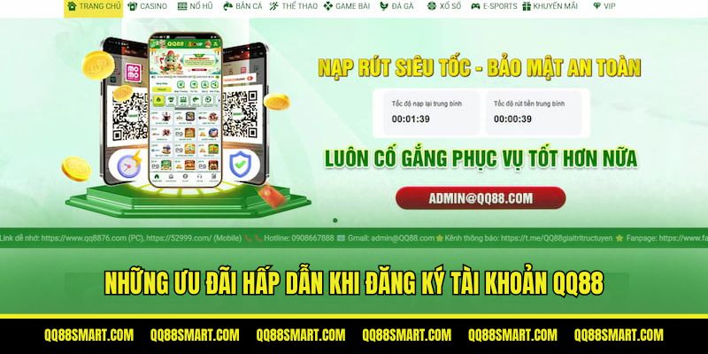 Những ưu đãi hấp dẫn khi đăng ký tài khoản QQ88 thành công