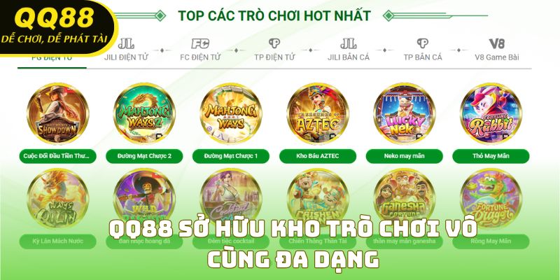 QQ88 sở hữu kho trò chơi vô cùng đa dạng